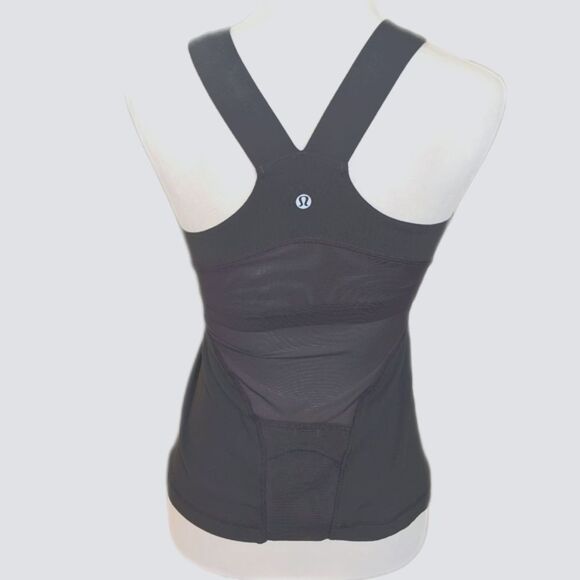 Lululemon charcoal gray deep v-neck crossover athletic tank top, 6 - Picture 3 of 6